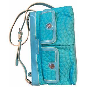Vera Bradley Crossbody Shoulder Bag Aqua Blue Quilted With Patent Leather Trim